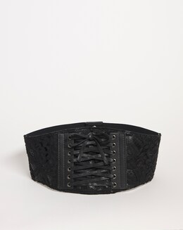 Black Lace Detail Corset Belt