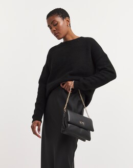 Black Padded Faux Leather Multiway Bag
