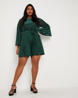 Green Devoure Tie Waist Playsuit