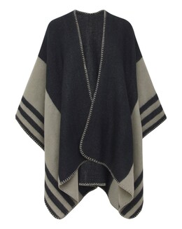 Navy &amp; Grey Colourblock Poncho Cape