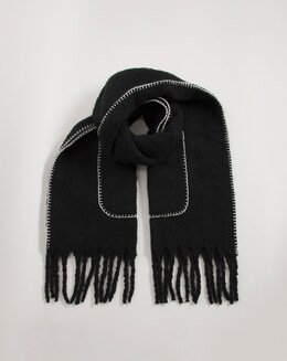 Black Contrast Stitch Pocket Scarf