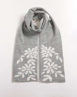 Grey Floral Jacquard Scarf