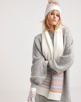 Ivory Fairisle Beanie Scarf &amp; Glove Set