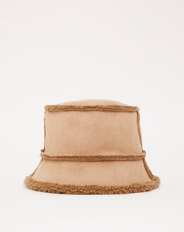 Camel Reversible Borg Bucket Hat