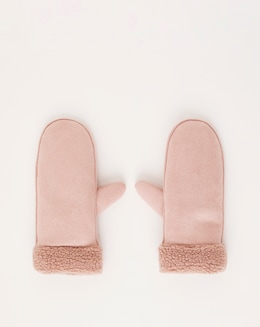 Blush Borg Detail Mittens