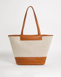 Canvas &amp; PU Mix Tote Bag