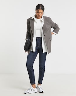 Charcoal Oversized Single Breasted Blazer
