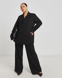 Black Premium Stretch Ponte Single Breasted Blazer