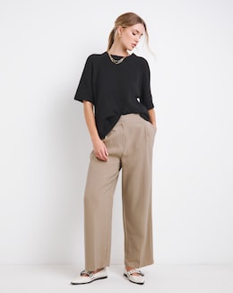 Neutral Soft Twill Wide Leg Co-ord Trouser