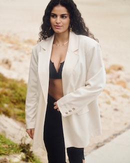 White Oversized Single Breasted Blazer