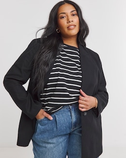 Black Relaxed Linen Blazer