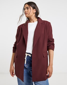 Burgundy Oversized Single Breasted Blazer