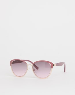 Amelia Pink Trim Round Sunglasses