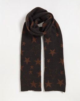 Chocolate Metallic Star Detail Scarf