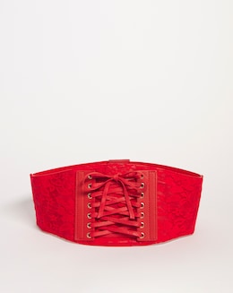 Red Lace Detail Corset Belt