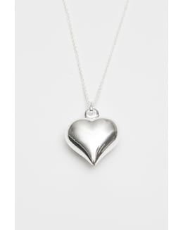 Simply Silver Recycled Sterling Silver 925 Polished Puff Heart Necklace