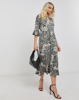 Joanna Hope Luxe Mono Floral Jersey Midi Dress