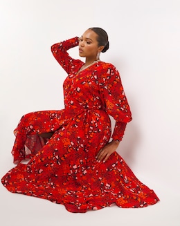 Joanna Hope Printed Wrap Midi Dress