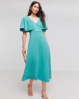 Joanna Hope Green Angel Sleeve Midi Dress