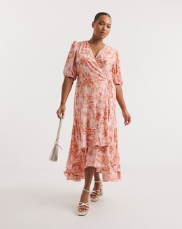 Joanna Hope Printed Wrap Midi Dress