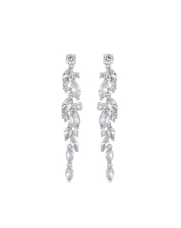 Jon Richard Silver Plated Clear Navette Charlotte Drop Earrings