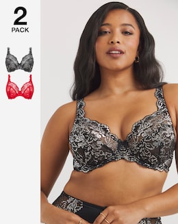 Pretty Secrets 2 Pack Eva Black/White Full Cup Bras