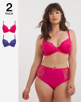 Pretty Secrets 2 Pack Ella Lace Padded Plunge Wired Bras