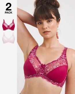 Pretty Secrets 2 Pack Ella Lace Full Cup Non-Wired Bras