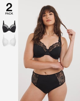 2 Pack Ella Lace Wired Non Padded Balcony Bras