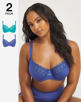 Pretty Secrets 2 Pack Jane Jade/Blue Full Cup Wired Bras