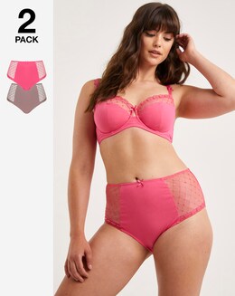 Pretty Secrets 2 Pack Rachel Embroidery Midi Briefs