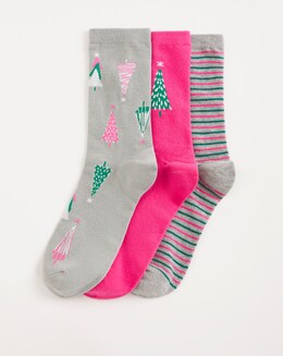 3 Pair Pack Christmas Socks In Cracker Gift Box