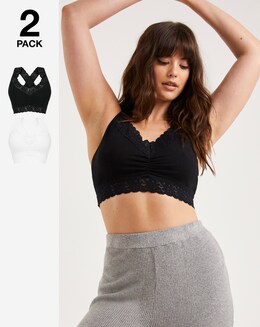 2 Pack Lace Trim Comfort Tops