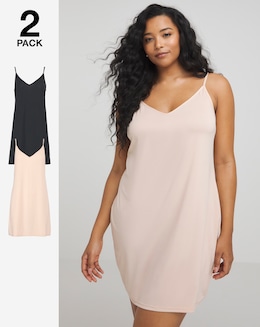 Pretty Secrets 2 Pack Full Slips Length 36in - Black/Almond