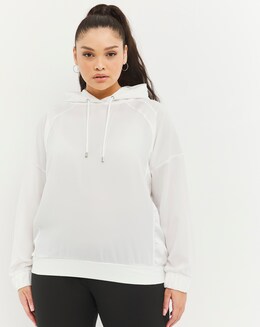 White Mix Fabric Active Hoodie