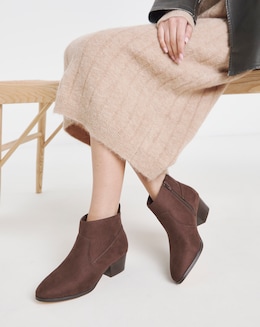 Ophelia Low Block Heel Ankle Western Boot - Wide Fit (E)