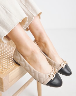Ari Quilted Ballerinas With Trim Extra Wide EEE Fit