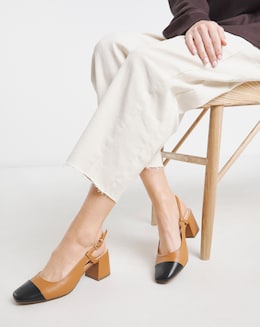 Heavenly Soles Tegan Low Block Heel Slingback Shoes Extra Wide EEE Fit