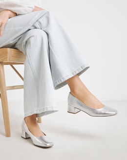 Heavenly Soles Catherine Low Block Heel Court Shoes - Wide Fit (E)