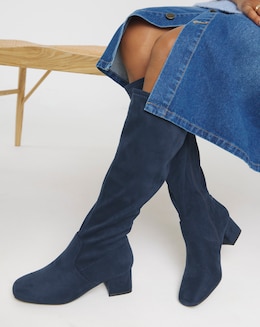 Claudia Low Block Heel Knee High Boots - Wide Fit (E) &amp; Standard/Curvy Calf