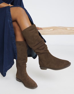 Pebble Knee High Ruched Boots Extra Wide EEE Fit Super Curvy Calf