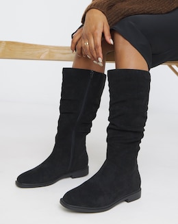 Pebble Knee High Ruched Boots Extra Wide EEE Fit Standard Calf