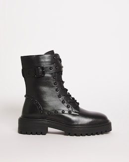 Leather Lace Boot With Stud Detail E Fit