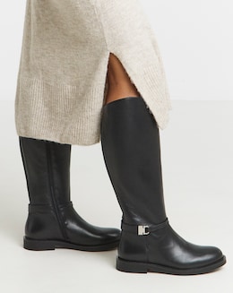 Jemimah Leather Knee High Riding Boots - Extra Wide Fit (EEE) &amp; Curvy Calf