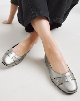 Heavenly Soles Genevieve Cut Out Detail Ballerinas - Wide Fit (E)