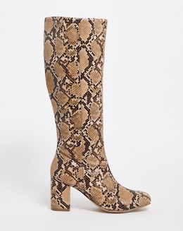 Block Heel High Leg Boot E Fit Curvy Calf