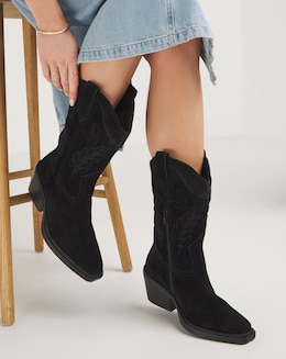 Bobbie Calf Western Boots Suede Extra Wide EEE Fit Standard Calf