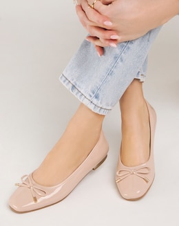 Eva Square Toe Ballerina Shoes - Wide Fit (E)