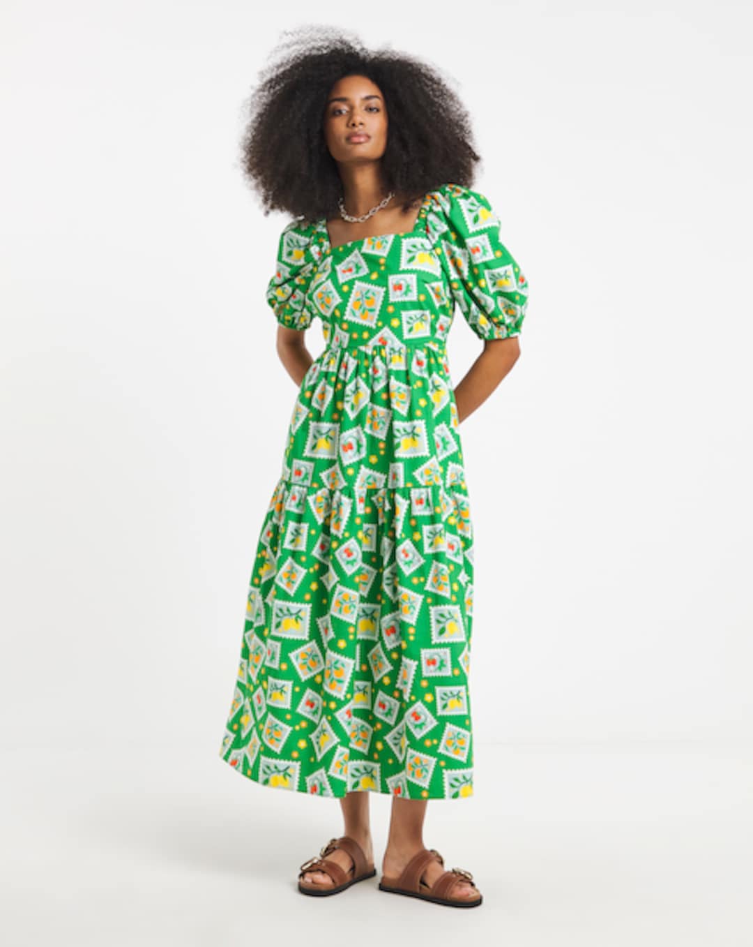 knee length dresses for ladies Baltic Born Womens Lovell Smocked Midi Dress | Emerald main image 1