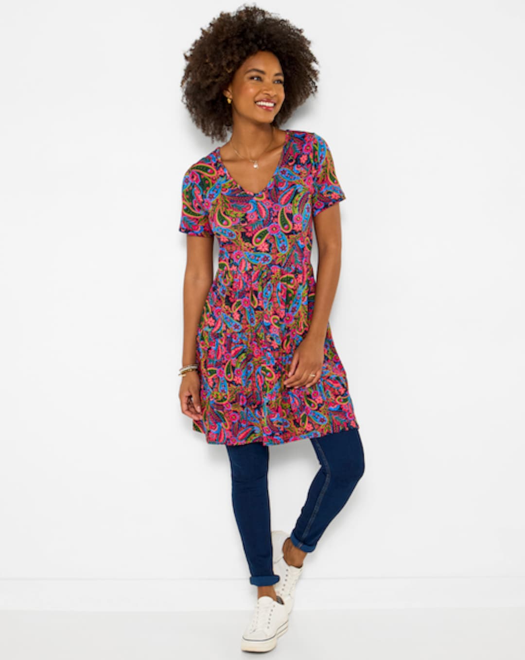 chinese dress ladies Women's Oceanside Tunic Dress with 3/4 Sleeve